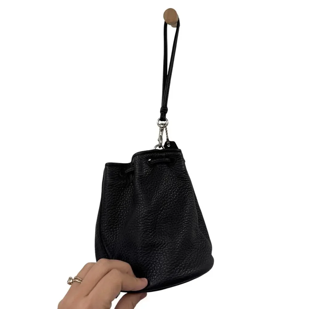 Coach petal black pebbled leather Tulip bucket bag Wristlet